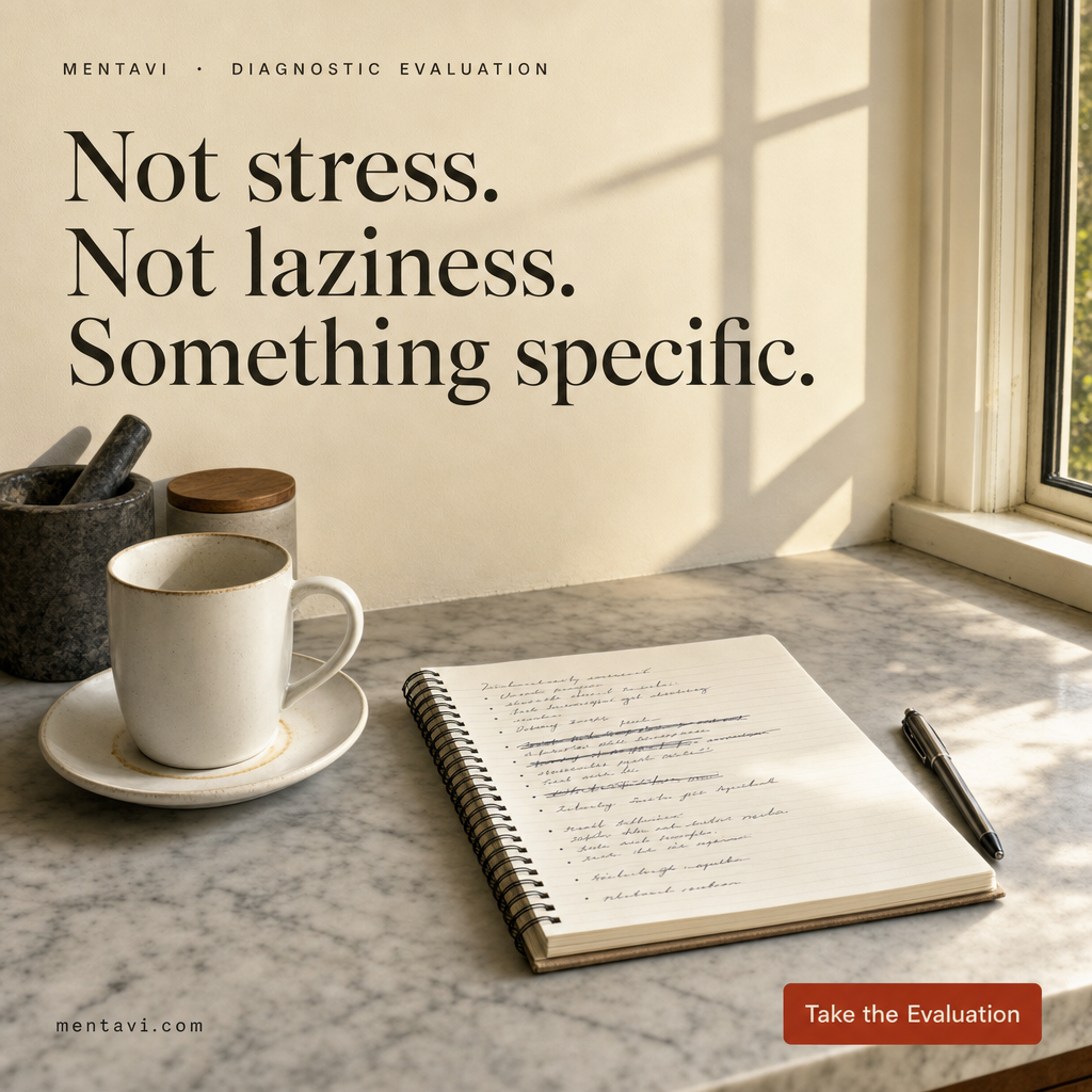 Mentavi L-A3 — Not stress. Not laziness. Something specific.